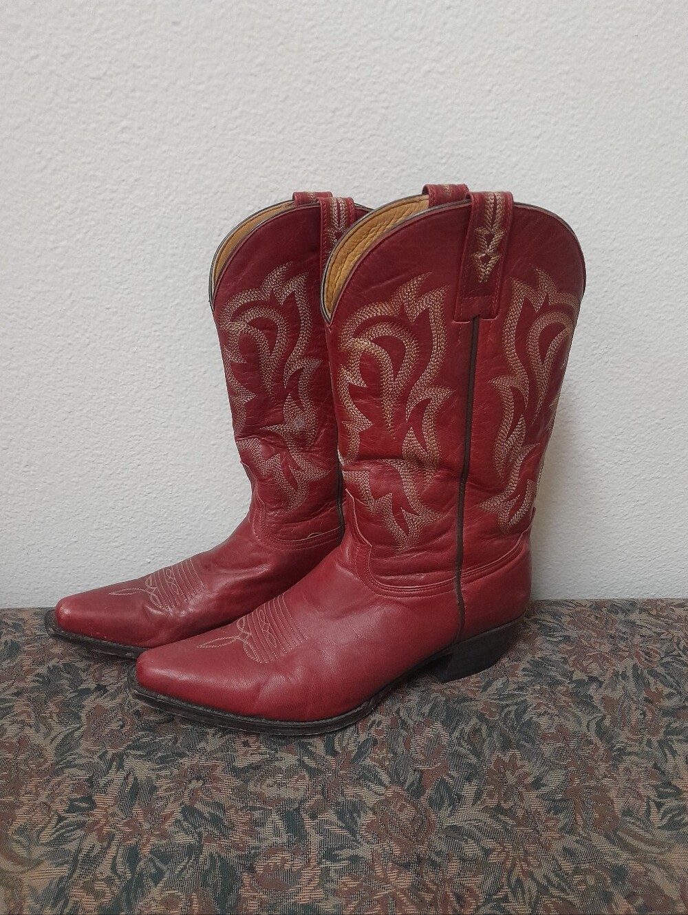 Shyanne Lucille Western Boots Snip Toe Handcrafted Red Leather Women's US  10M